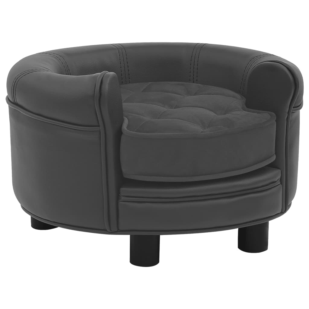 8720286315354_a_en_hd_1 vidaXL Dog Sofa Dark Grey 48x48x32 cm Plush and Faux Leather - Image 1