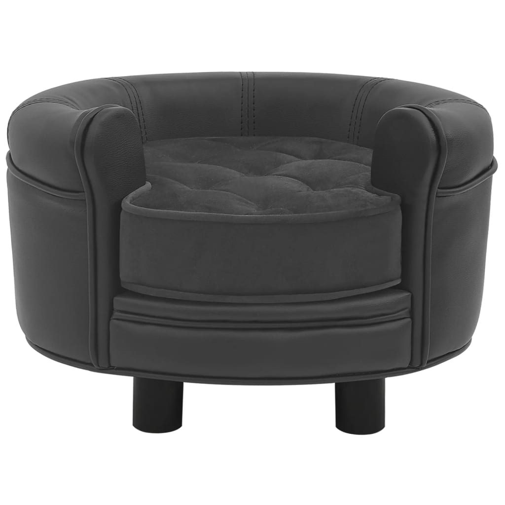 8720286315354_g_en_hd_1 vidaXL Dog Sofa Dark Grey 48x48x32 cm Plush and Faux Leather - Image 2