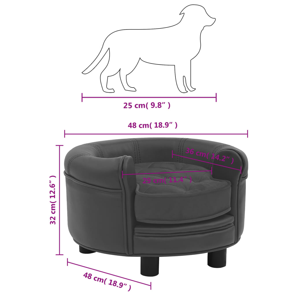 8720286315354_g_en_hd_8 vidaXL Dog Sofa Dark Grey 48x48x32 cm Plush and Faux Leather - Image 9