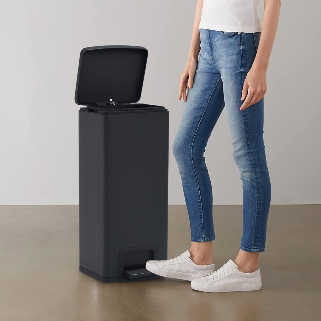 8720286320907_m_en_hd_1 vidaXL Dustbin with Pedal Anti-fingerprint 30L Black Stainless Steel - Image 1