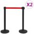 vidaXL Stanchions with Belts 4 pcs Airport Barrier Iron Black - Image 2