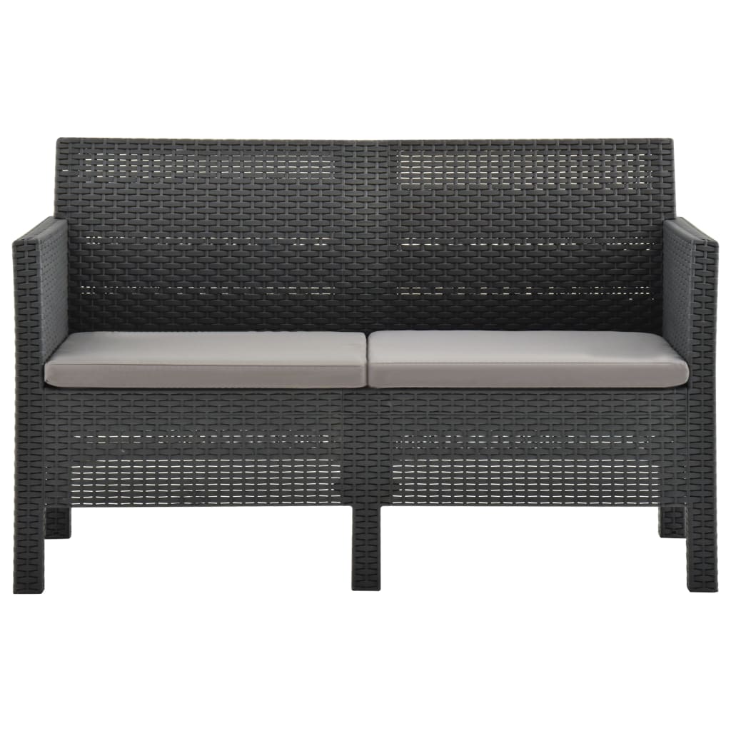 8720286322314_g_en_hd_1 vidaXL 2-Seater Garden Sofa with Cushions Anthracite PP Rattan - Image 2