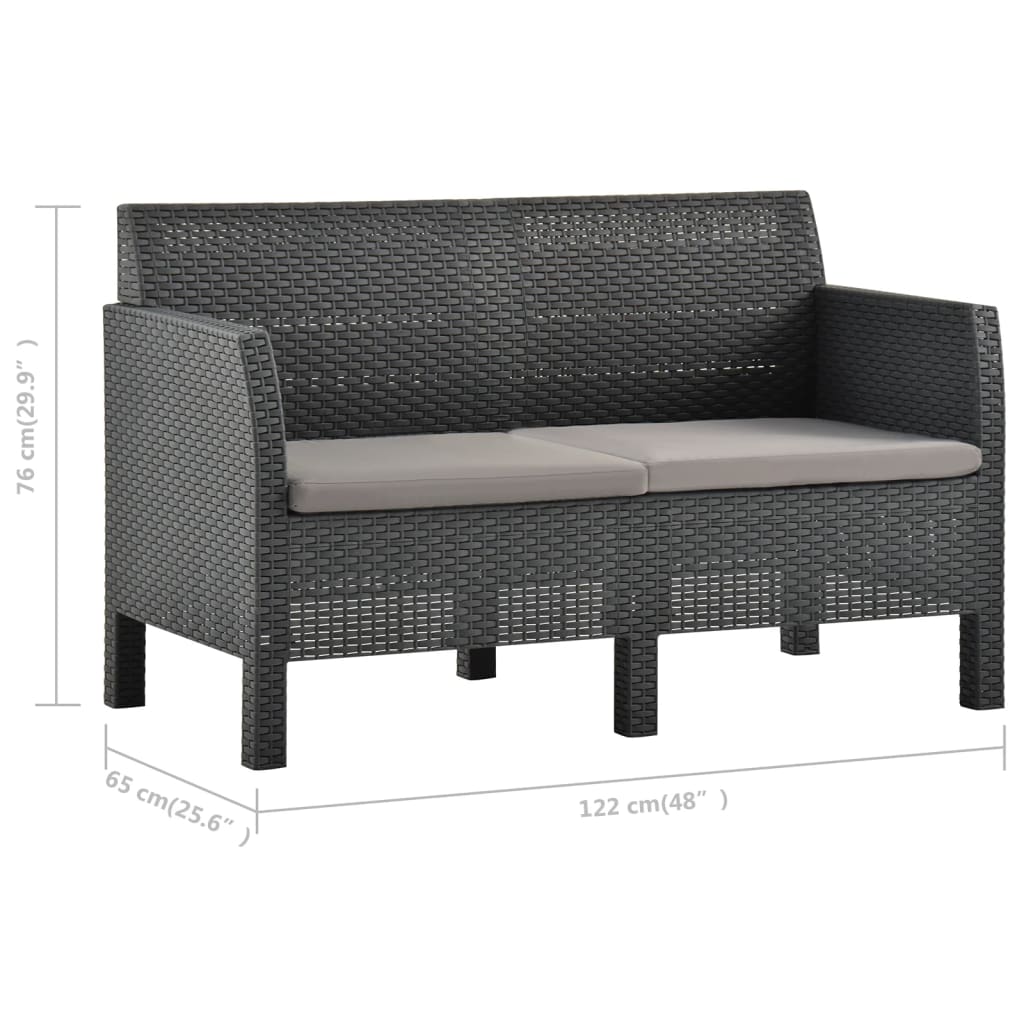 8720286322314_g_en_hd_4 vidaXL 2-Seater Garden Sofa with Cushions Anthracite PP Rattan - Image 5