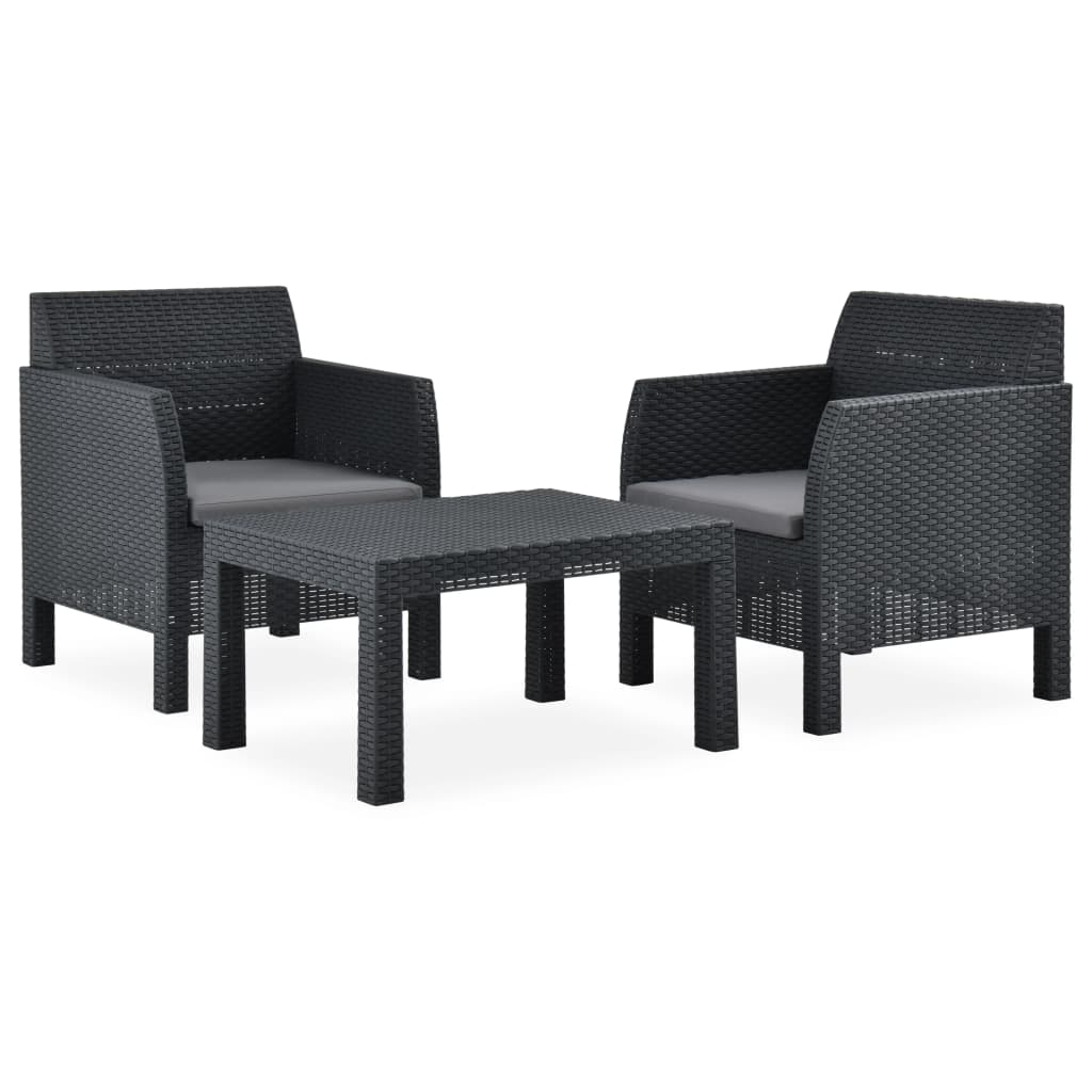 8720286322338_g_en_hd_1 vidaXL 3 Piece Garden Lounge Set with Cushions PP Rattan Anthracite - Image 2