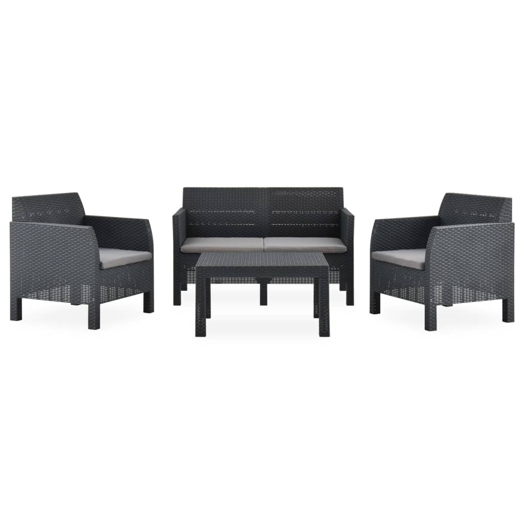 8720286322345_g_en_hd_1 vidaXL 4 Piece Garden Lounge Set with Cushions PP Rattan Anthracite - Image 2