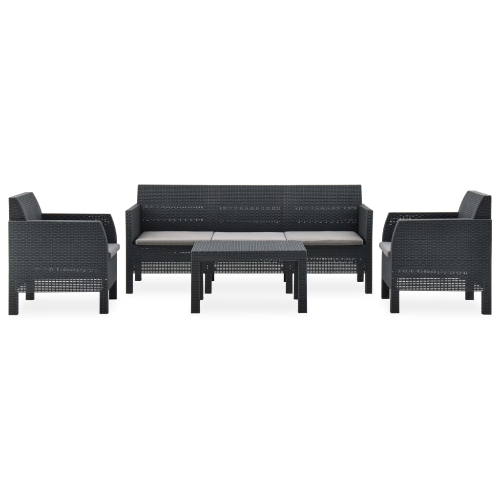 8720286322352_g_en_hd_1 vidaXL 4 Piece Garden Lounge Set with Cushions PP Rattan Anthracite - Image 2