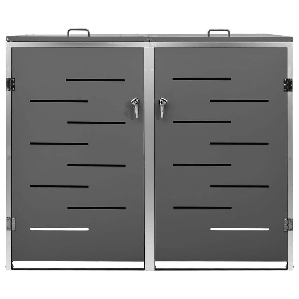 8720286334904_g_en_hd_1 vidaXL Double Wheelie Bin Shed 138x77.5x112.5 cm Stainless Steel - Image 3