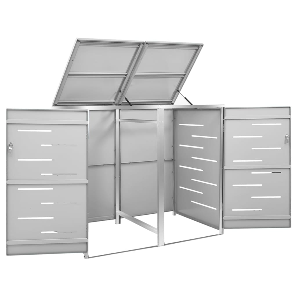 8720286334942_g_en_hd_5 vidaXL Double Wheelie Bin Shed 138x77.5x112.5 cm Stainless Steel - Image 7