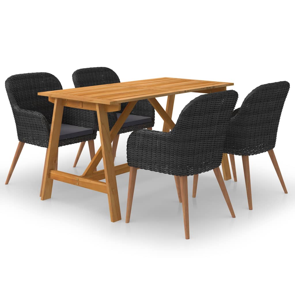 8720286336441_a_en_hd_1 vidaXL 5 Piece Garden Dining Set Black - Image 1