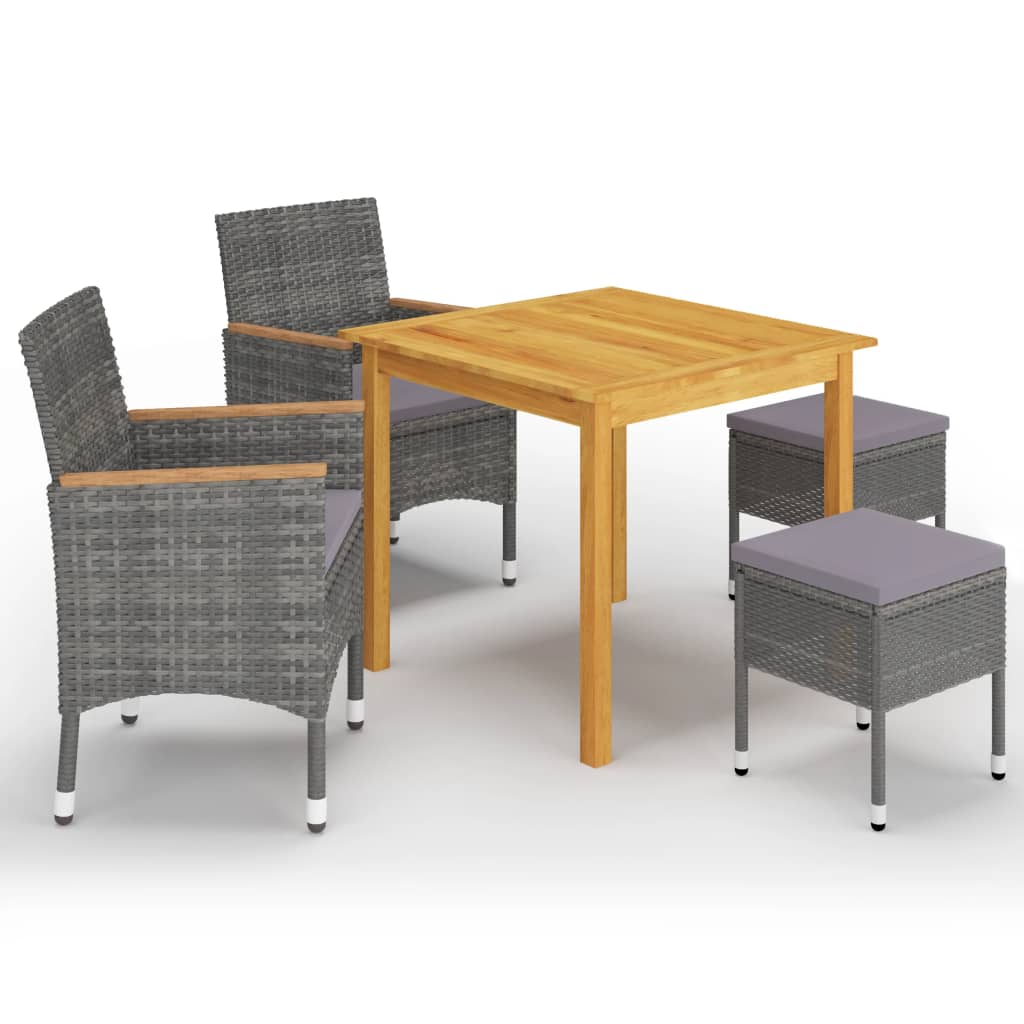 vidaXL 5 Piece Garden Dining Set Grey