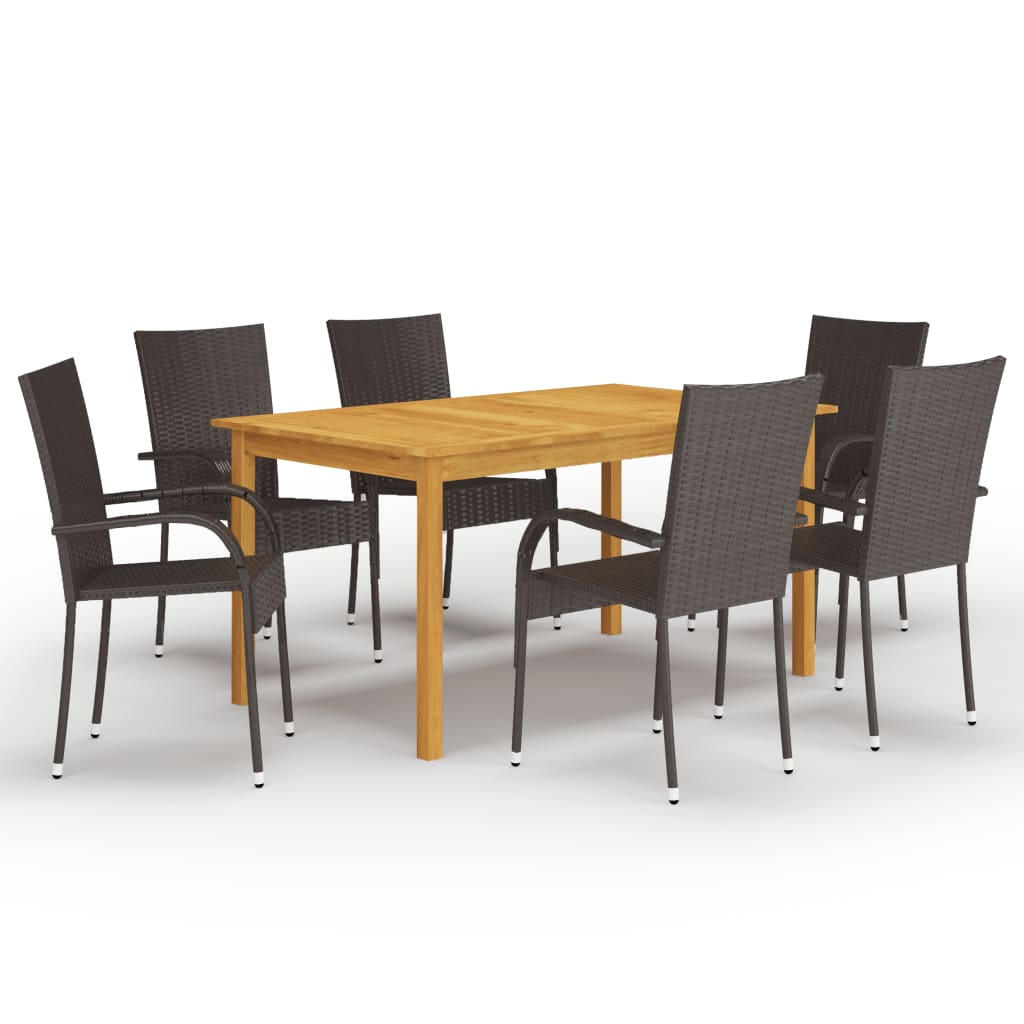 8720286338322_a_en_hd_1 vidaXL 7 Piece Garden Dining Set Brown - Image 1