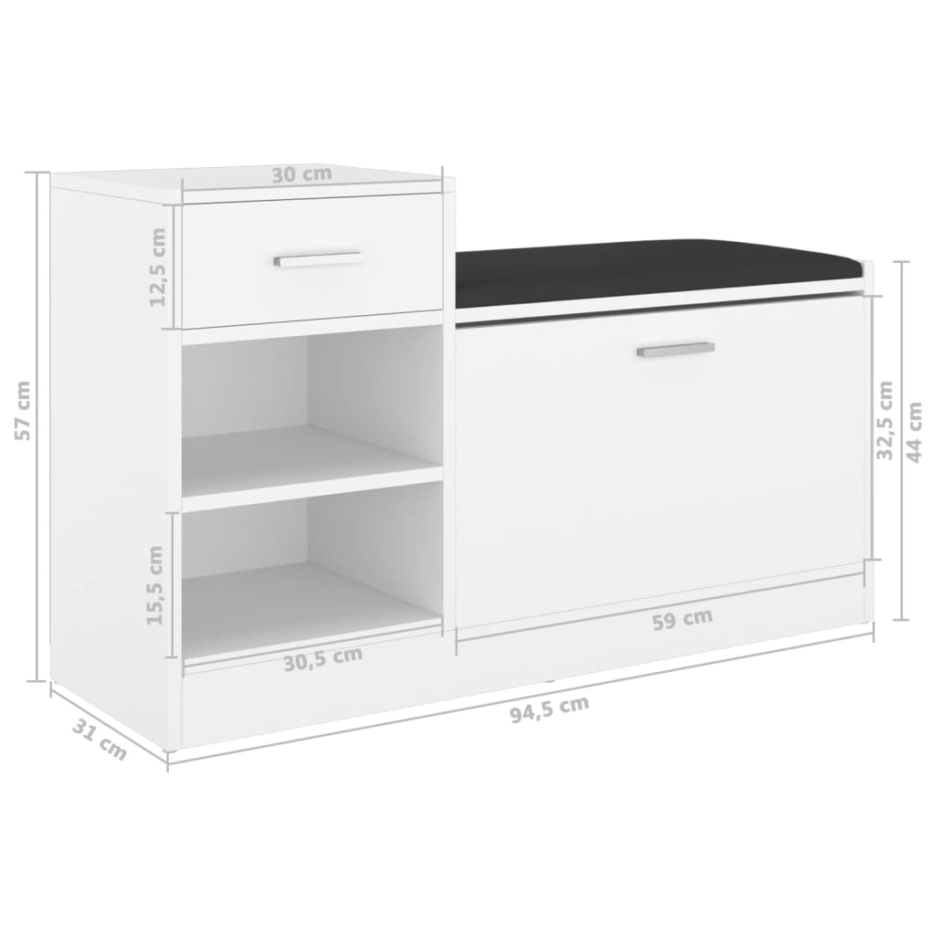 8720286343395_g_en_hd_5 vidaXL Shoe Bench White 94.5x31x57 cm Engineered Wood - Image 7
