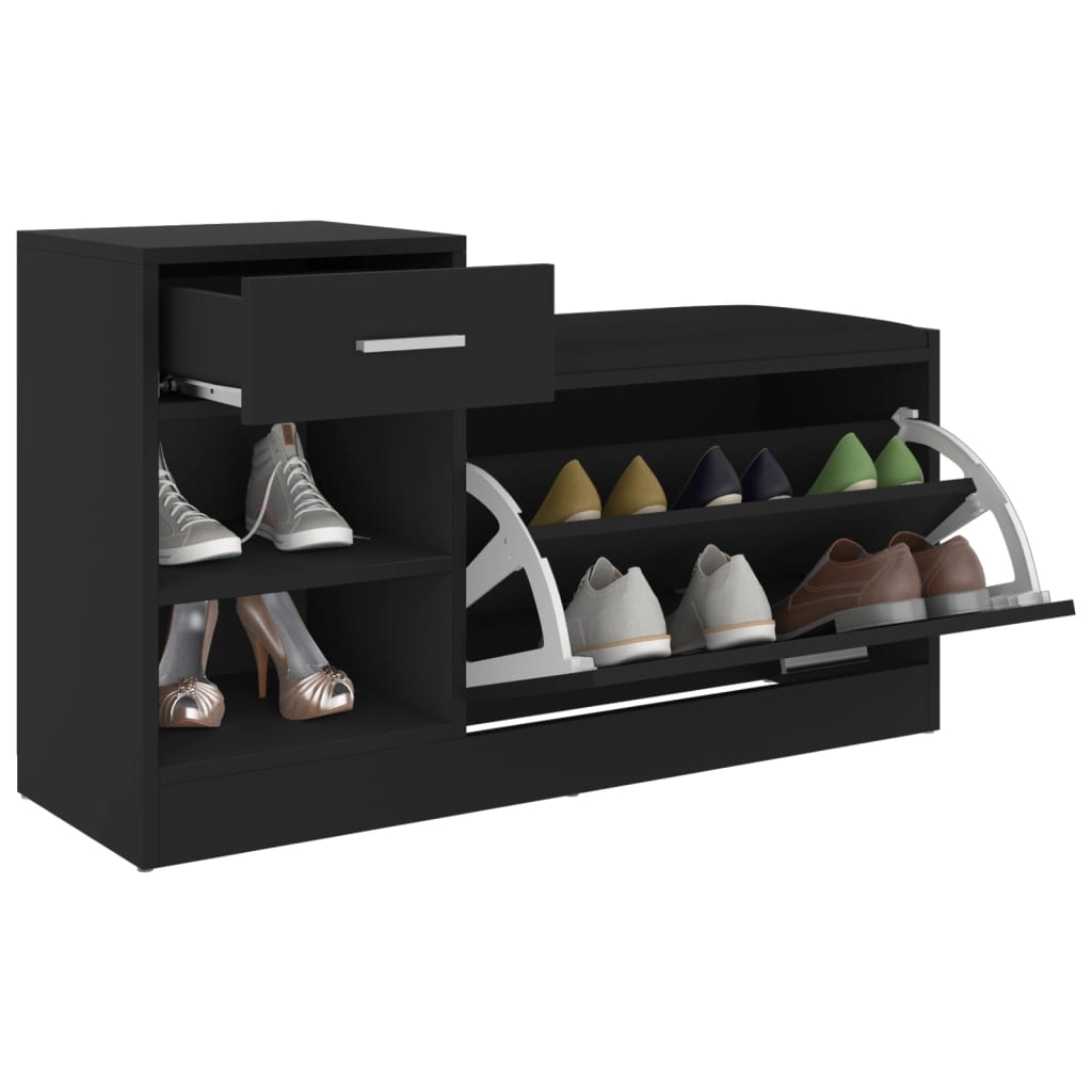 8720286343401_g_en_hd_3 vidaXL Shoe Bench Black 94.5x31x57 cm Engineered Wood - Image 5
