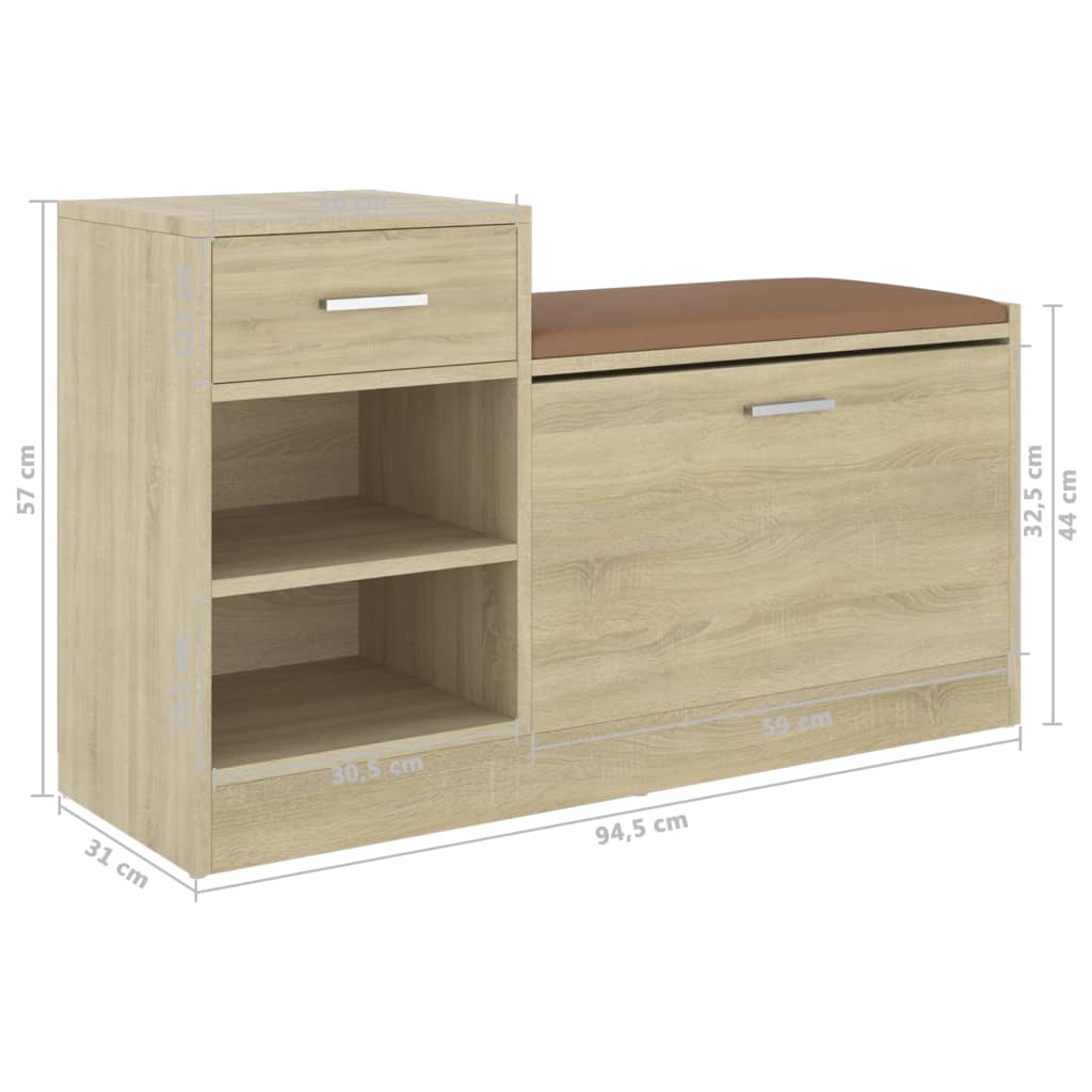 8720286343425_g_en_hd_5 vidaXL Shoe Bench Sonoma Oak 94.5x31x57 cm Engineered Wood - Image 7