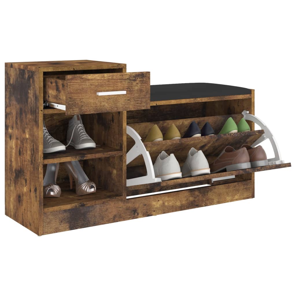 8720286343470_g_en_hd_3 vidaXL Shoe Bench Smoked Oak 94.5x31x57 cm Engineered Wood - Image 5