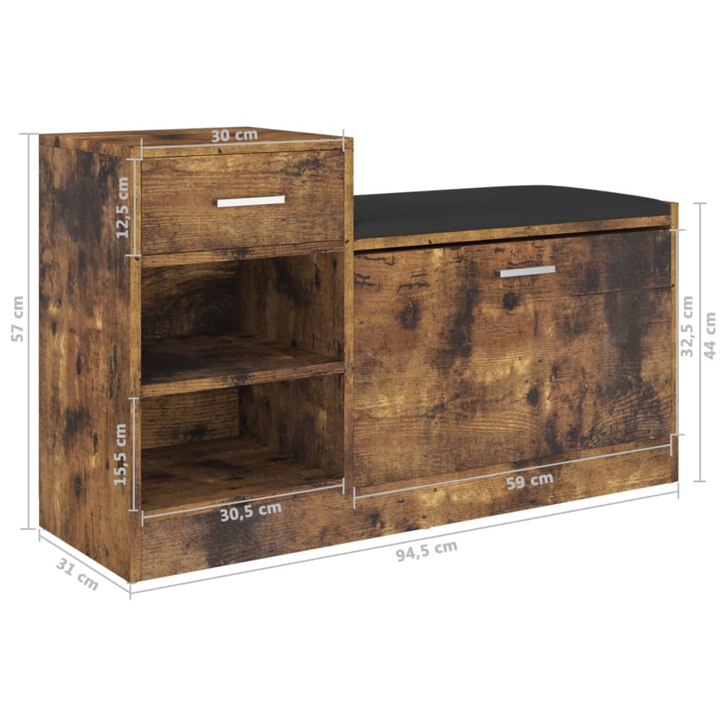 8720286343470_g_en_hd_5 vidaXL Shoe Bench Smoked Oak 94.5x31x57 cm Engineered Wood - Image 7