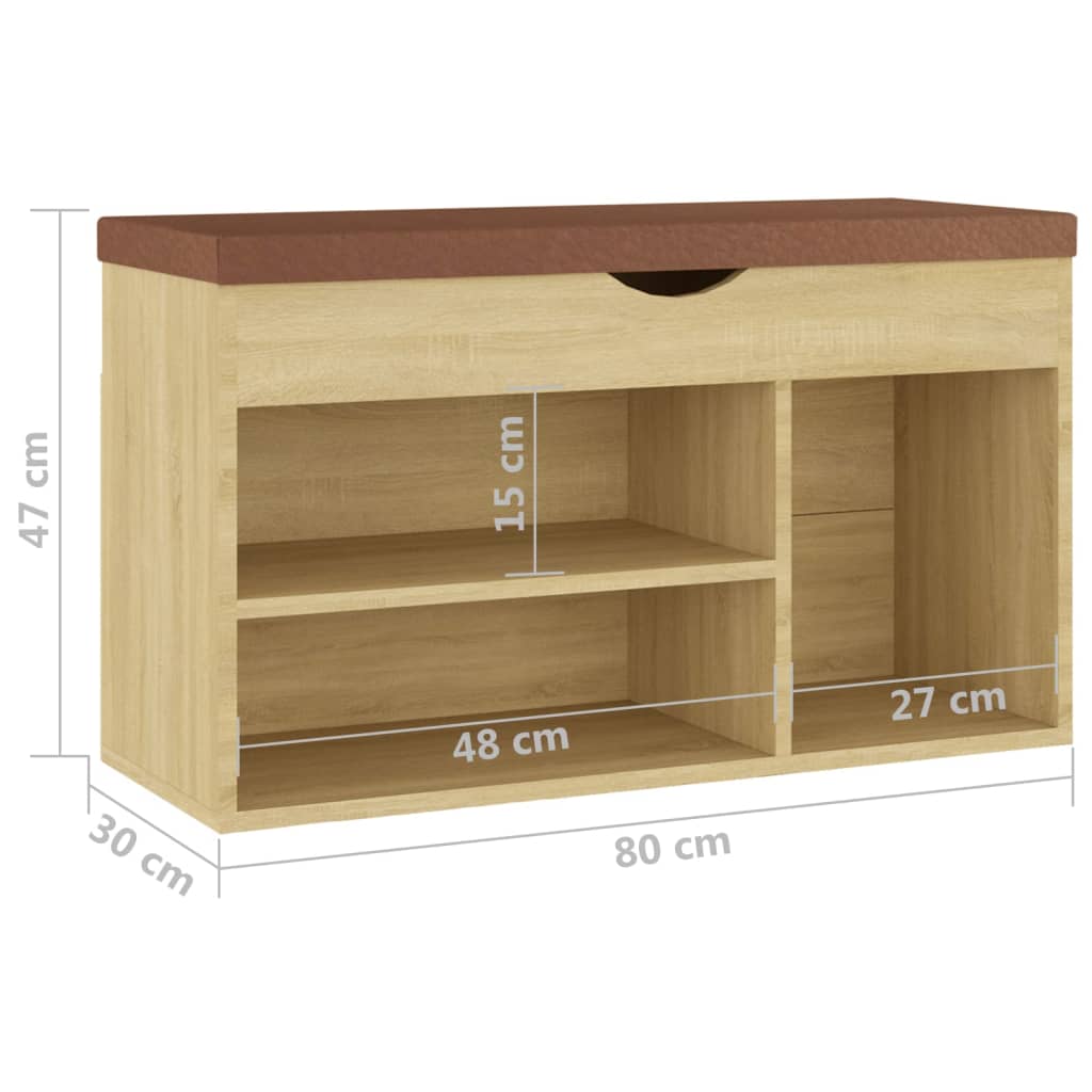 8720286343609_g_en_hd_6 vidaXL Shoe Bench with Cushion Sonoma Oak 80x30x47 cm Engineered Wood - Image 8
