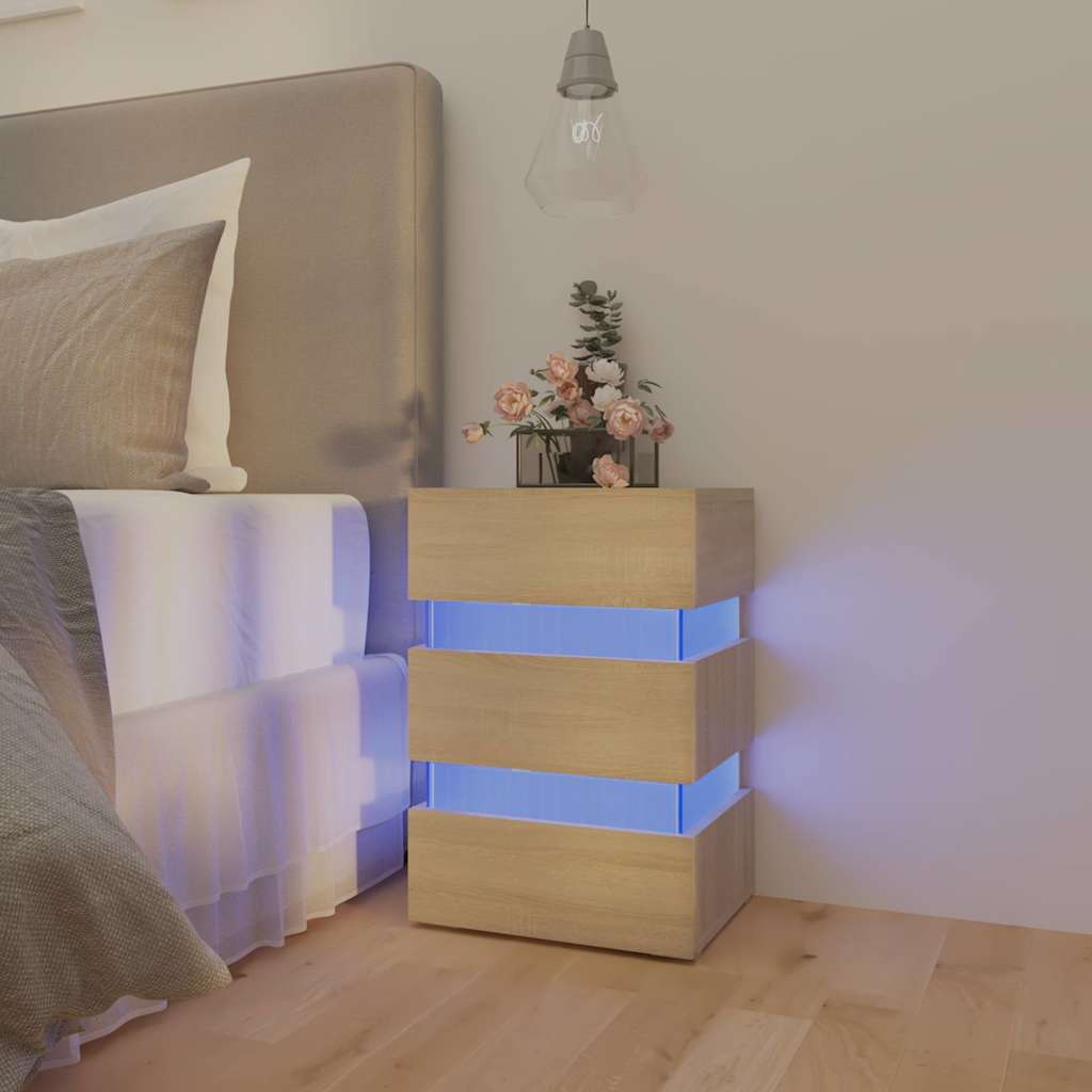 8720286344415_m_en_hd_1 vidaXL LED Bedside Cabinet Sonoma Oak 45x35x67 cm Engineered Wood - Image 1