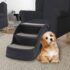 vidaXL Folding 3-Step Dog Stairs Black