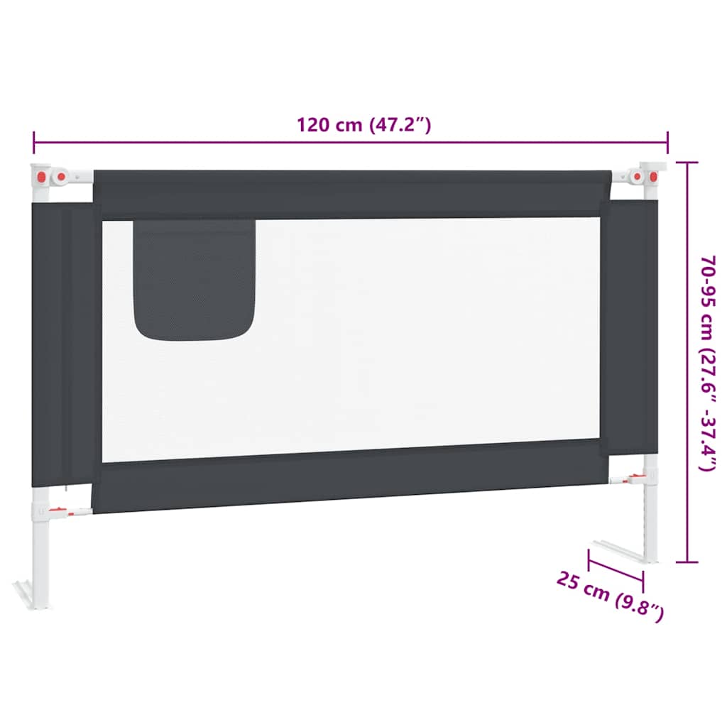 8720286345535_g_en_hd_7 vidaXL Toddler Safety Bed Rail Dark Grey 120x25 cm Fabric - Image 9