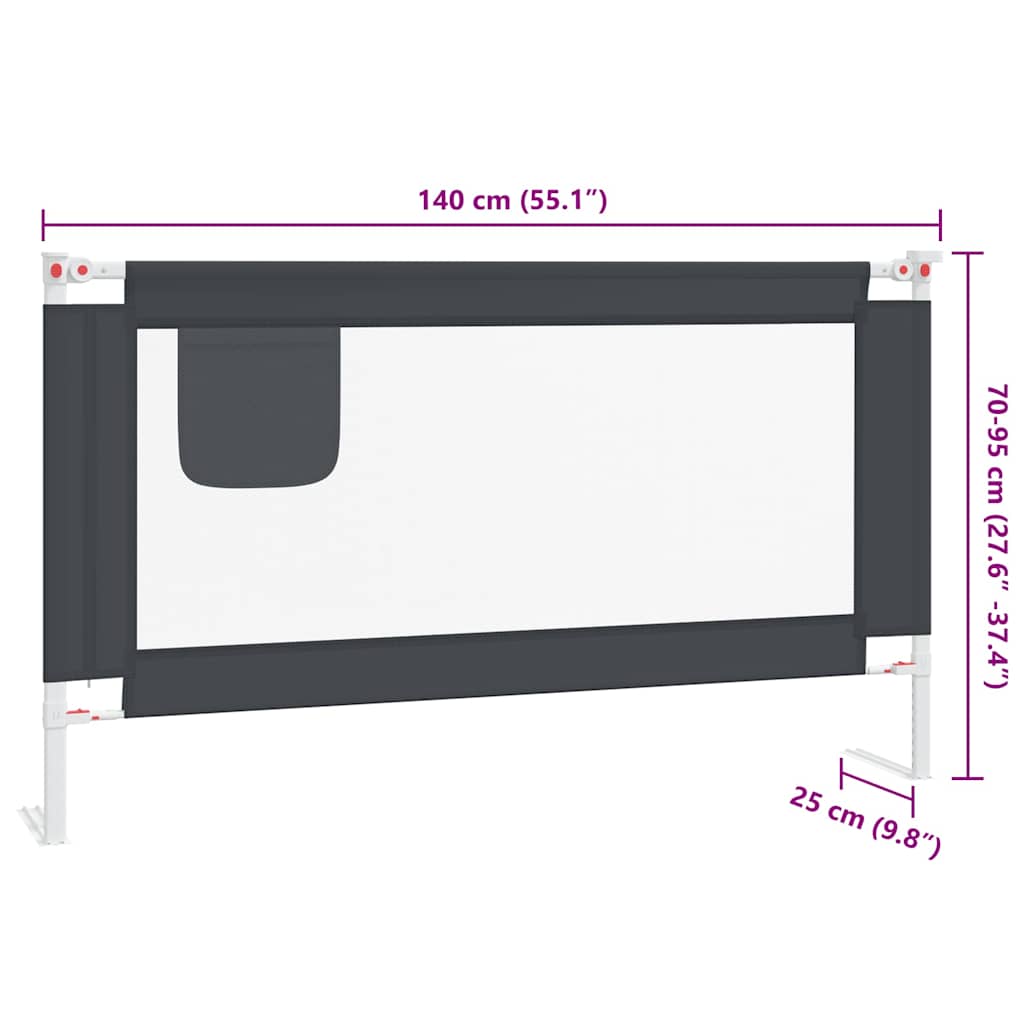 8720286345542_g_en_hd_7 vidaXL Toddler Safety Bed Rail Dark Grey 140x25 cm Fabric - Image 9