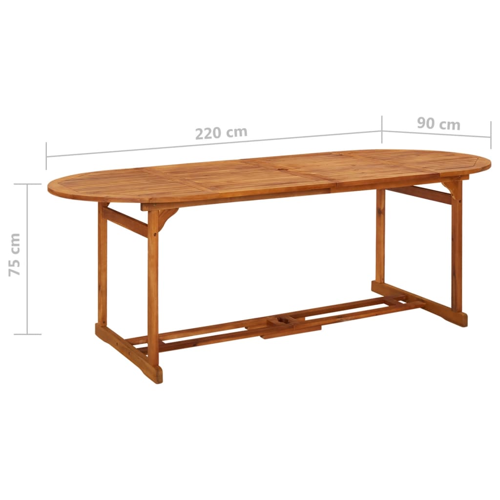 8720286351345_g_en_hd_5 vidaXL Garden Dining Table 220x90x75 cm Solid Wood Acacia - Image 6