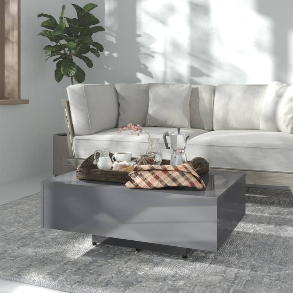 vidaXL Coffee Table High Gloss Grey 85x55x31 cm Engineered Wood