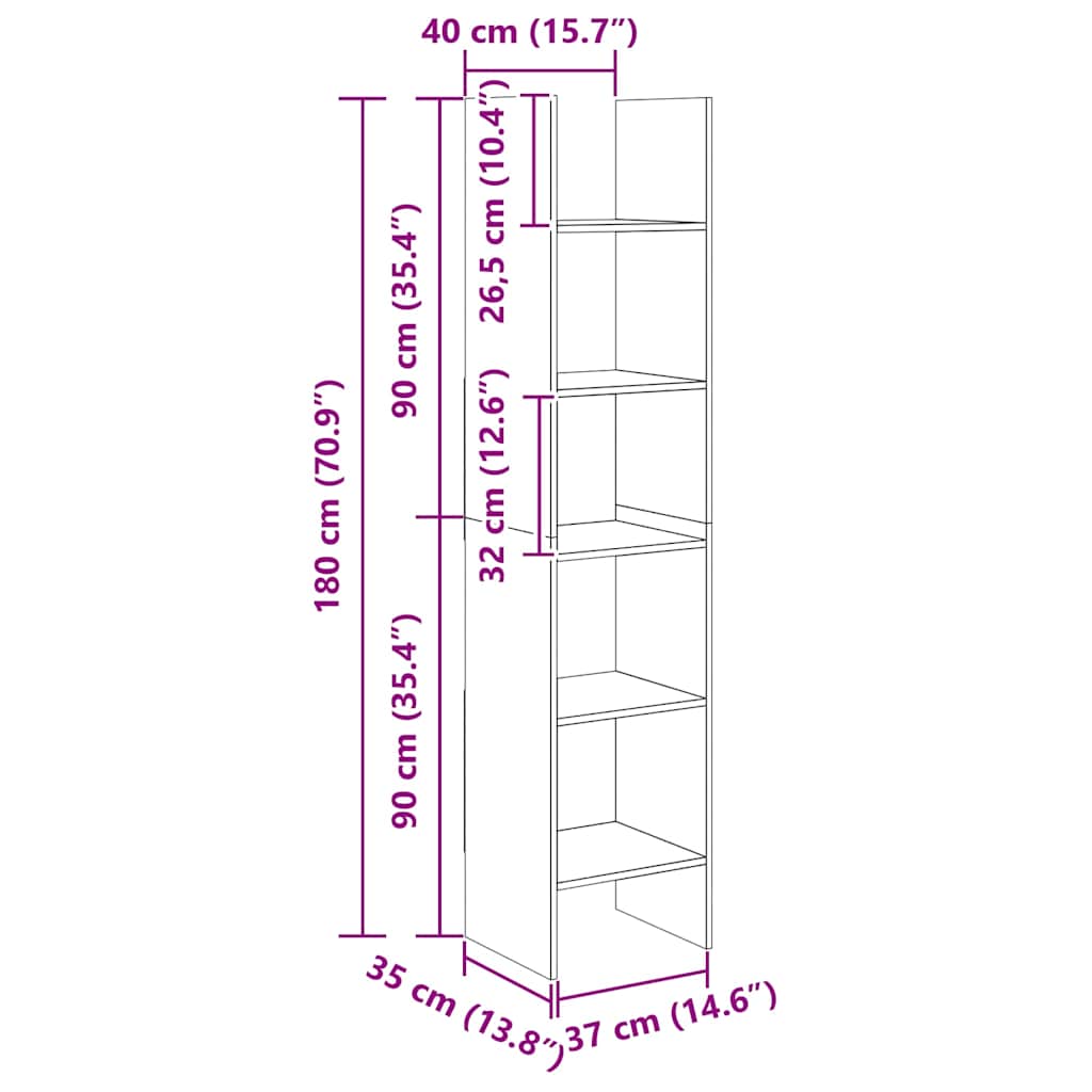 8720286352618_g_en_hd_5 vidaXL Book Cabinet High Gloss Grey 40x35x180 cm Engineered Wood - Image 8