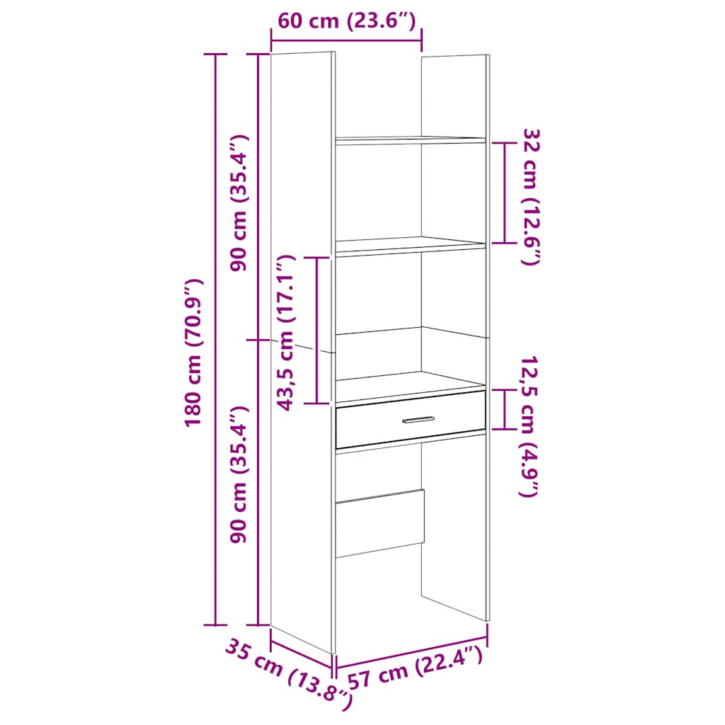 8720286352823_g_en_hd_6 vidaXL Book Cabinet Grey 60x35x180 cm Engineered Wood - Image 9