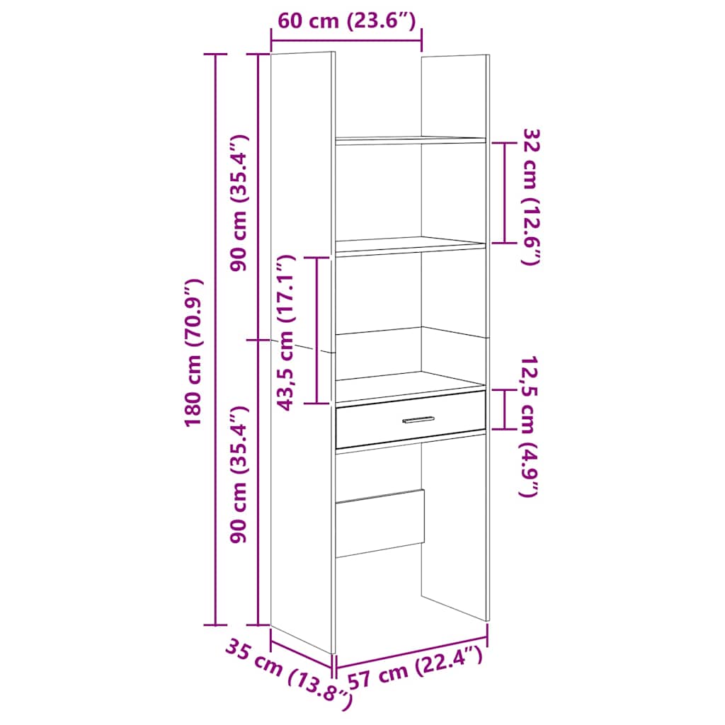 8720286352847_g_en_hd_6 vidaXL Book Cabinet Concrete Grey 60x35x180 cm Engineered Wood - Image 9