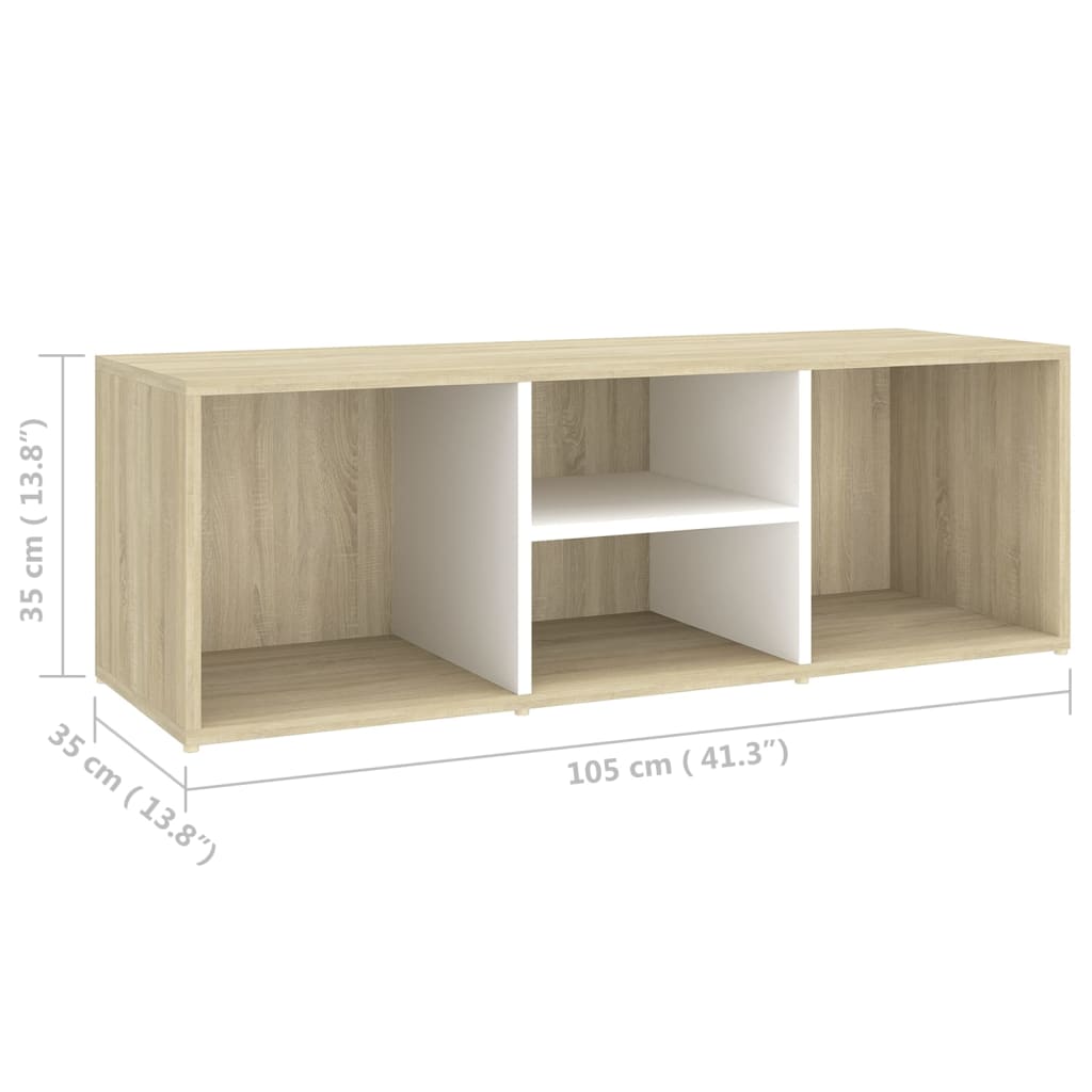 8720286353127_g_en_hd_4 vidaXL Shoe Storage Bench White and Sonoma Oak 105x35x35 cm Engineered Wood - Image 6