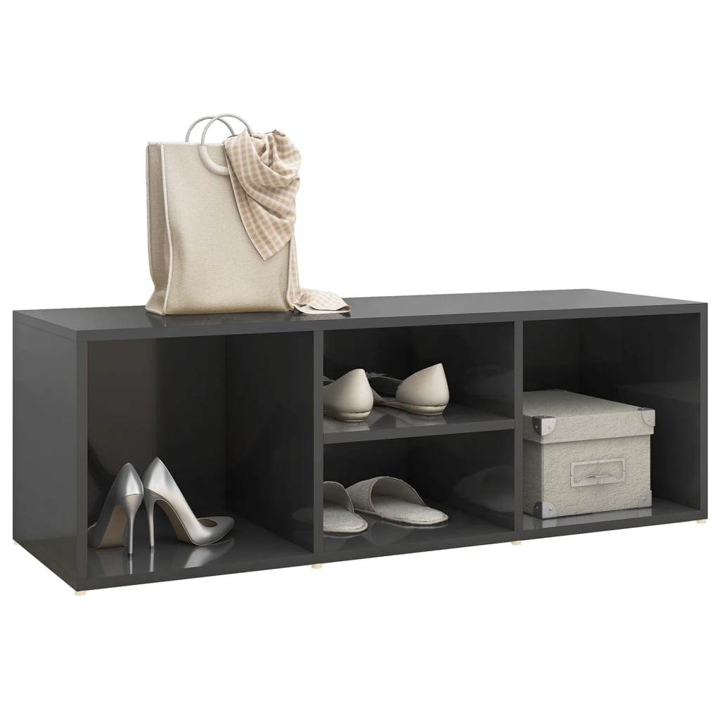 8720286353158_g_en_hd_1 vidaXL Shoe Storage Bench High Gloss Grey 105x35x35 cm Engineered Wood - Image 3
