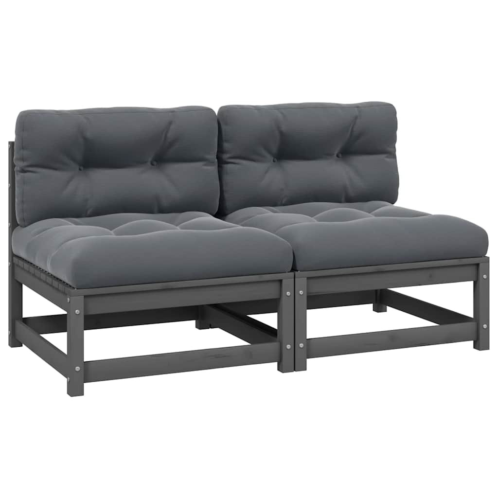 8720286355558_a_en_hd_1 vidaXL Garden Middle Sofas with Cushions 2 pcs Grey Solid Pinewood - Image 1