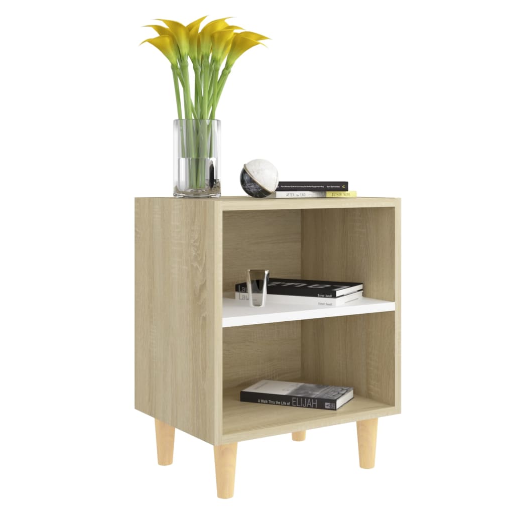 8720286355992_g_en_hd_1 vidaXL Bed Cabinets Solid Wood Legs 2pcs Sonoma Oak&White 40x30x50cm - Image 3