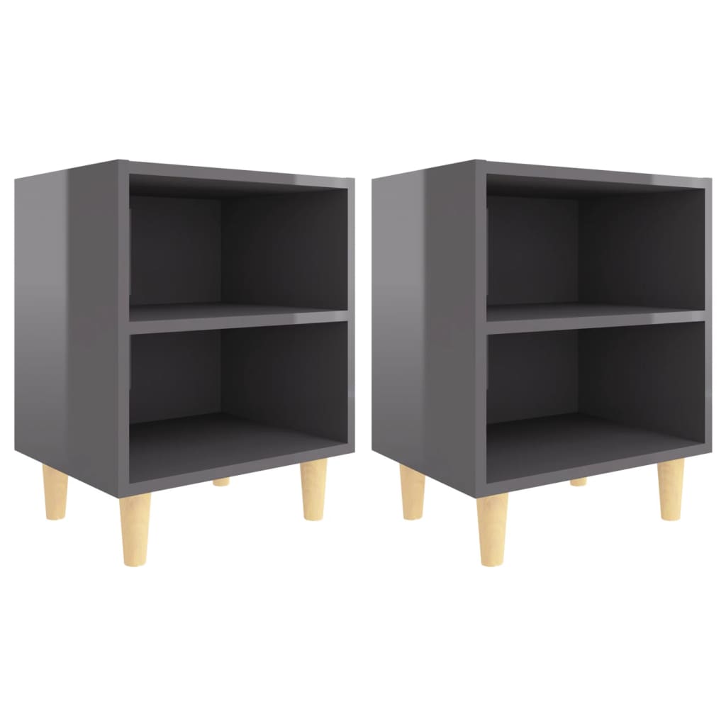 8720286356050_a_en_hd_1 vidaXL Bed Cabinets Solid Wood Legs 2 pcs High Gloss Grey 40x30x50 cm - Image 2