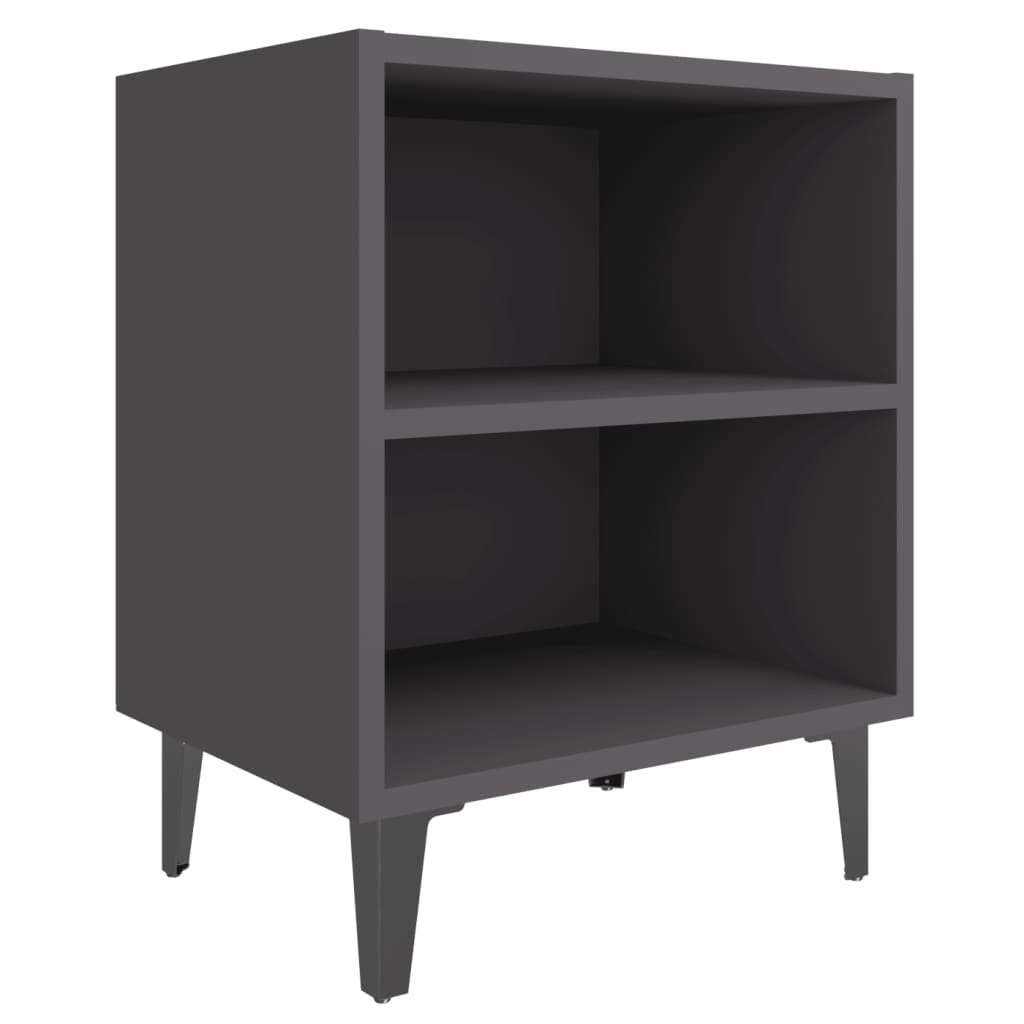 8720286356111_g_en_hd_1 vidaXL Bed Cabinets with Metal Legs 2 pcs Grey 40x30x50 cm - Image 4