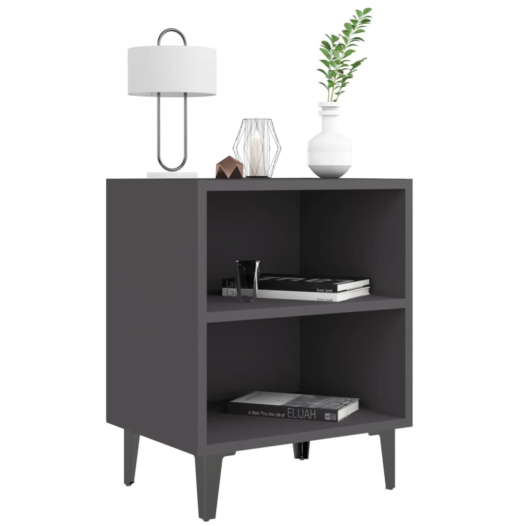8720286356111_g_en_hd_2 vidaXL Bed Cabinets with Metal Legs 2 pcs Grey 40x30x50 cm - Image 5