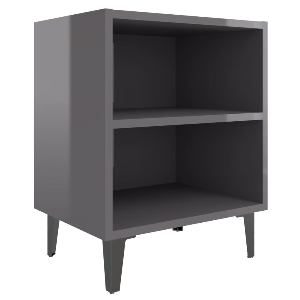 8720286356227_a_en_hd_1 vidaXL Bed Cabinet with Metal Legs High Gloss Grey 40x30x50 cm - Image 2