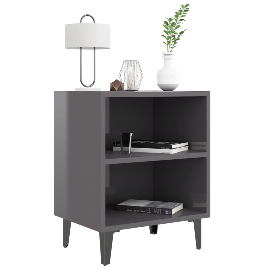8720286356227_g_en_hd_1 vidaXL Bed Cabinet with Metal Legs High Gloss Grey 40x30x50 cm - Image 4