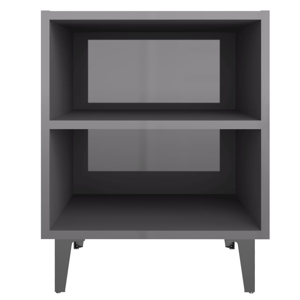 8720286356227_g_en_hd_2 vidaXL Bed Cabinet with Metal Legs High Gloss Grey 40x30x50 cm - Image 5