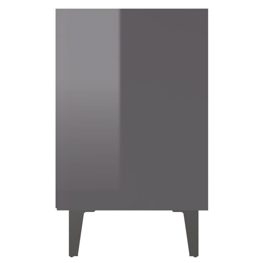 8720286356227_g_en_hd_3 vidaXL Bed Cabinet with Metal Legs High Gloss Grey 40x30x50 cm - Image 6