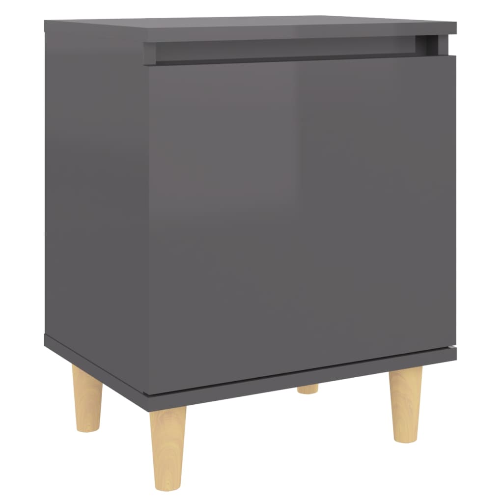 8720286356401_a_en_hd_1 vidaXL Bed Cabinet with Solid Wood Legs High Gloss Grey 40x30x50 cm - Image 2