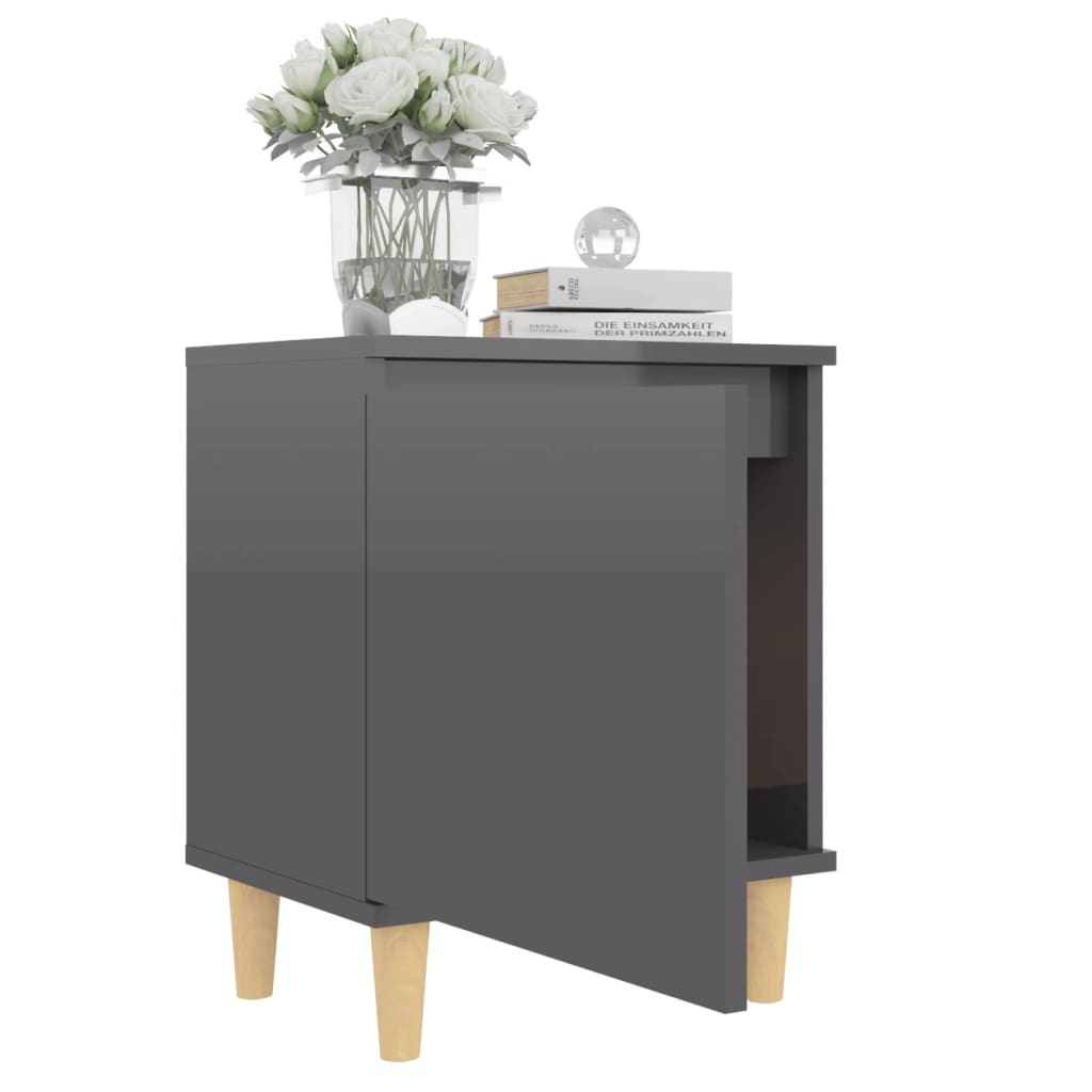 8720286356401_g_en_hd_2 vidaXL Bed Cabinet with Solid Wood Legs High Gloss Grey 40x30x50 cm - Image 5