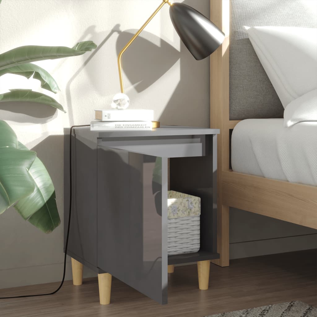 8720286356418_g_en_hd_1 vidaXL Bed Cabinets Solid Wood Legs 2 pcs High Gloss Grey 40x30x50 cm - Image 3
