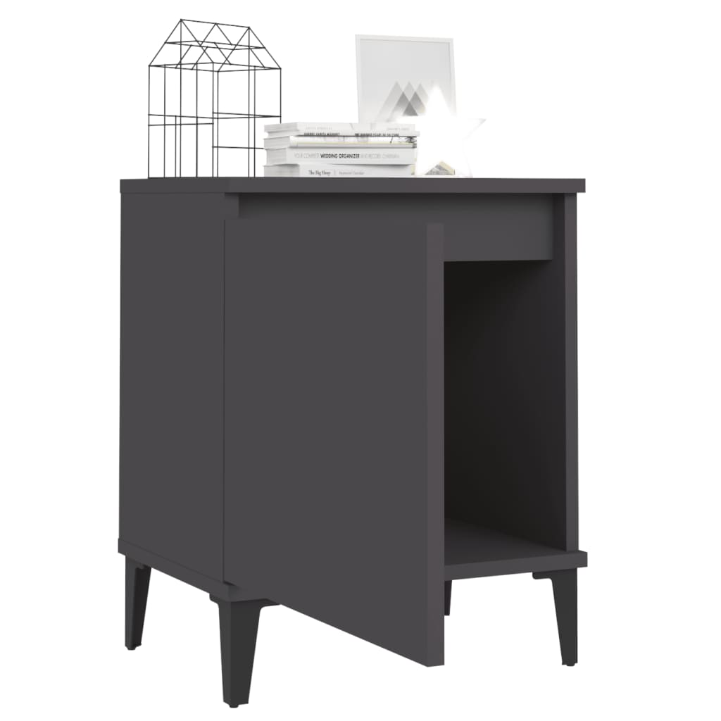 8720286356470_g_en_hd_2 vidaXL Bed Cabinet with Metal Legs Grey - Image 4