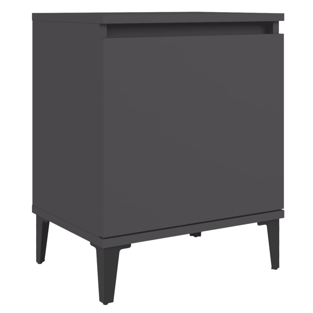 8720286356470_g_en_hd_3 vidaXL Bed Cabinet with Metal Legs Grey - Image 5