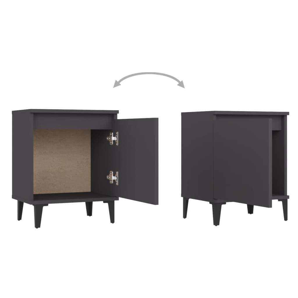 8720286356470_g_en_hd_4 vidaXL Bed Cabinet with Metal Legs Grey - Image 6