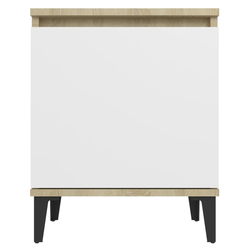 8720286356531_g_en_hd_5 vidaXL Bed Cabinet Metal Legs Sonoma Oak and White - Image 8