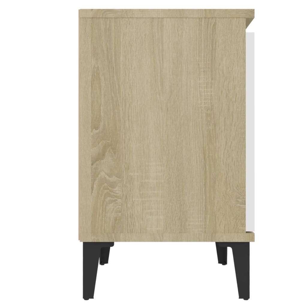8720286356531_g_en_hd_6 vidaXL Bed Cabinet Metal Legs Sonoma Oak and White - Image 9