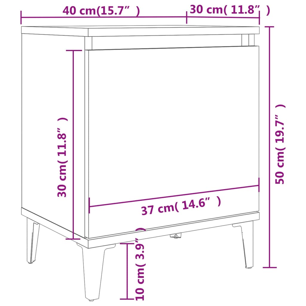 8720286356531_g_en_hd_7 vidaXL Bed Cabinet Metal Legs Sonoma Oak and White - Image 10